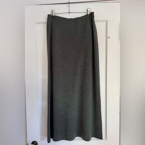 Eileen Fisher gray 100% Merino Wool sweater knit straight maxi skirt M